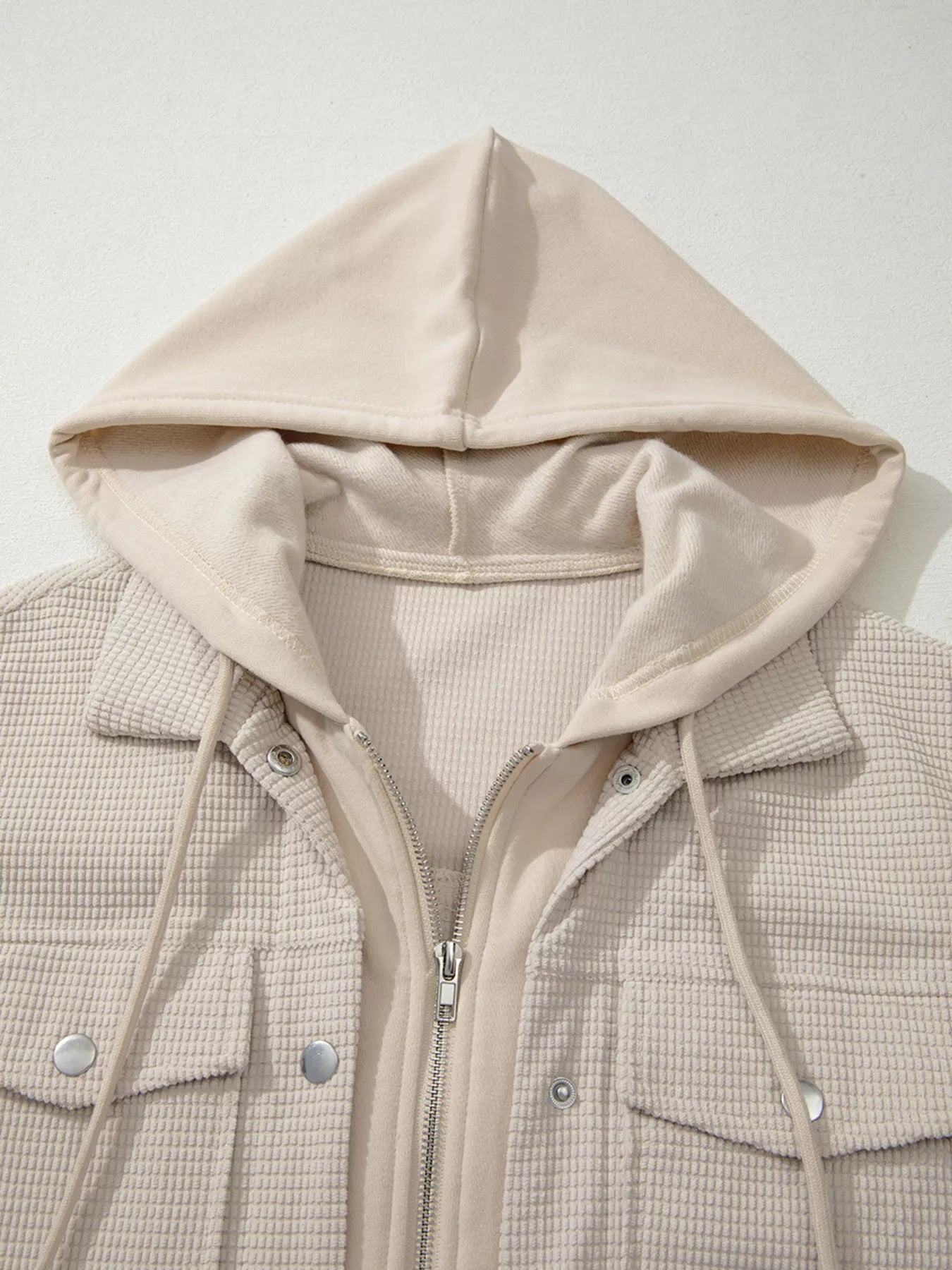 Thermal Knit Textured Hooded Jacket OutfitFlow