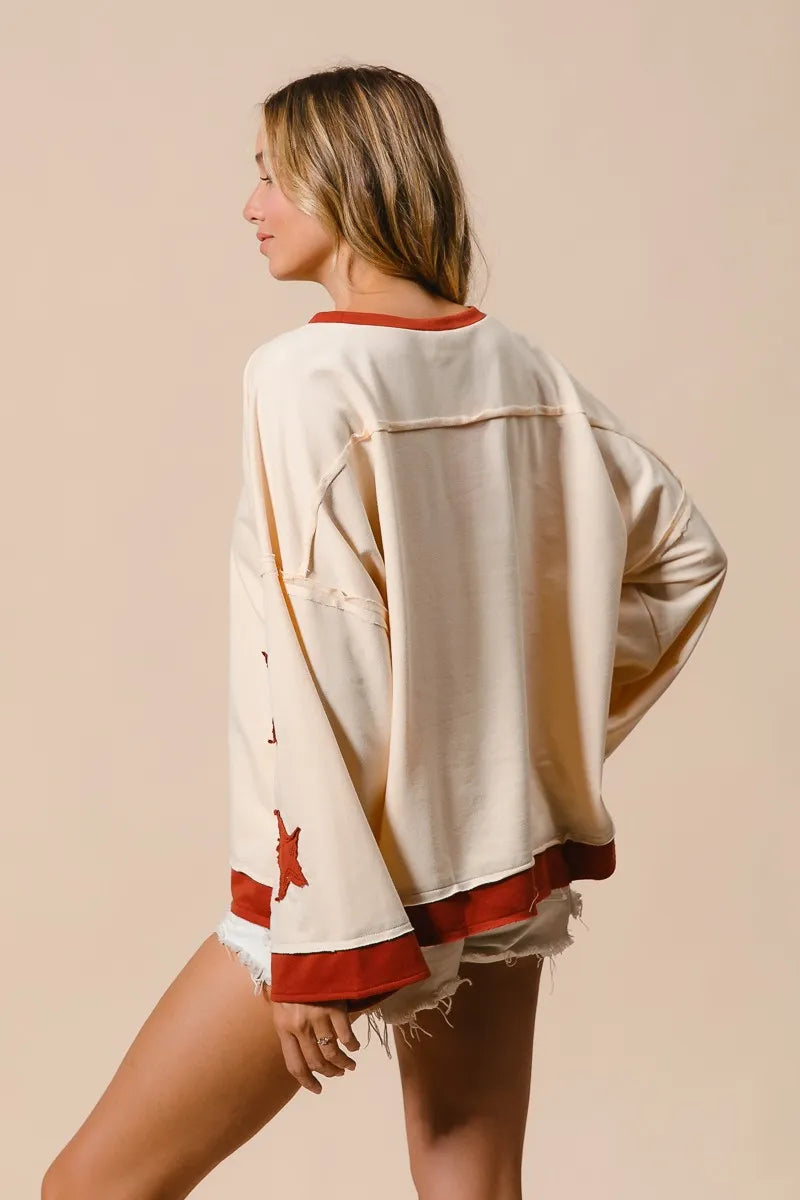 BiBi French Terry Top With Patch Detail Sweatshirt Trendsi