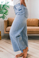 Wide Leg Button Fly Jeans OutfitFlow