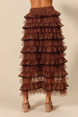 Layered Ruffled Tulle Maxi Skirt OutfitFlow