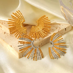 Stainless Steel Fan-Shaped Earrings OutfitFlow