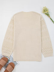 Hollowed Knit Open Front Cardigan OutfitFlow