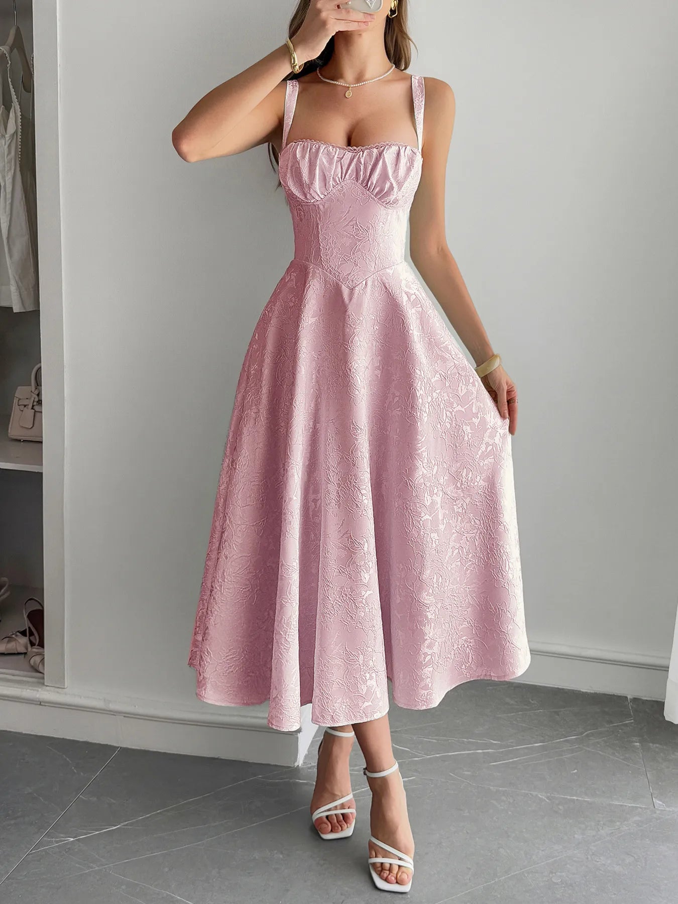 Lace-Up Sleeveless Midi Dress OutfitFlow