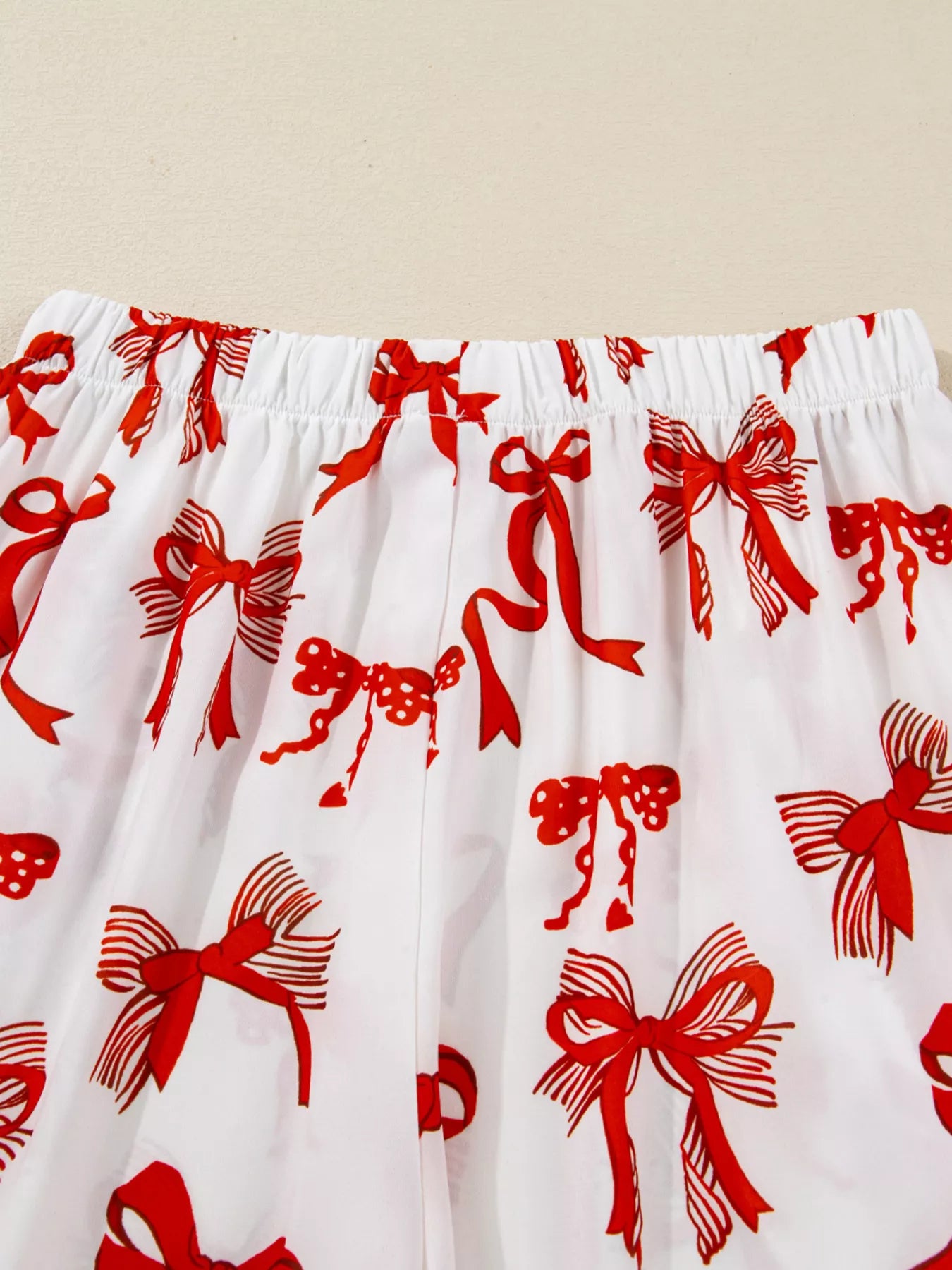 Christmas Bow Print Top and Pants 2pcs Pajama Set OutfitFlow