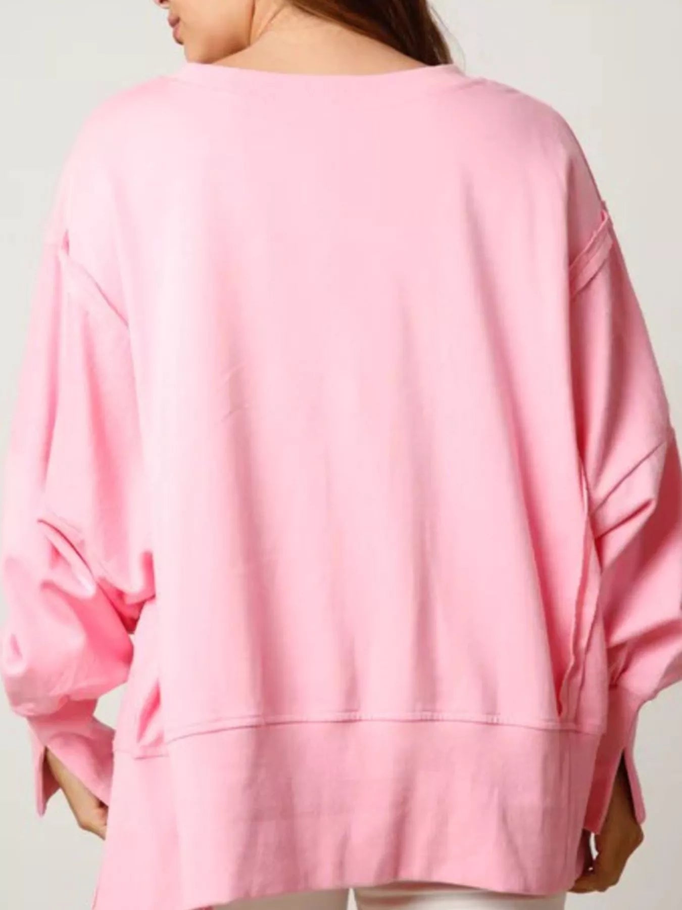 Christmas Candy Cane Bow Dropped Shoulder Sweatshirt OutfitFlow