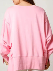 Christmas Candy Cane Bow Dropped Shoulder Sweatshirt OutfitFlow