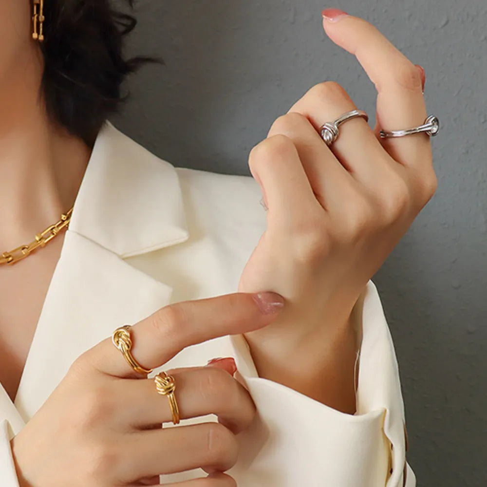 Titanium Steel Knot Ring OutfitFlow