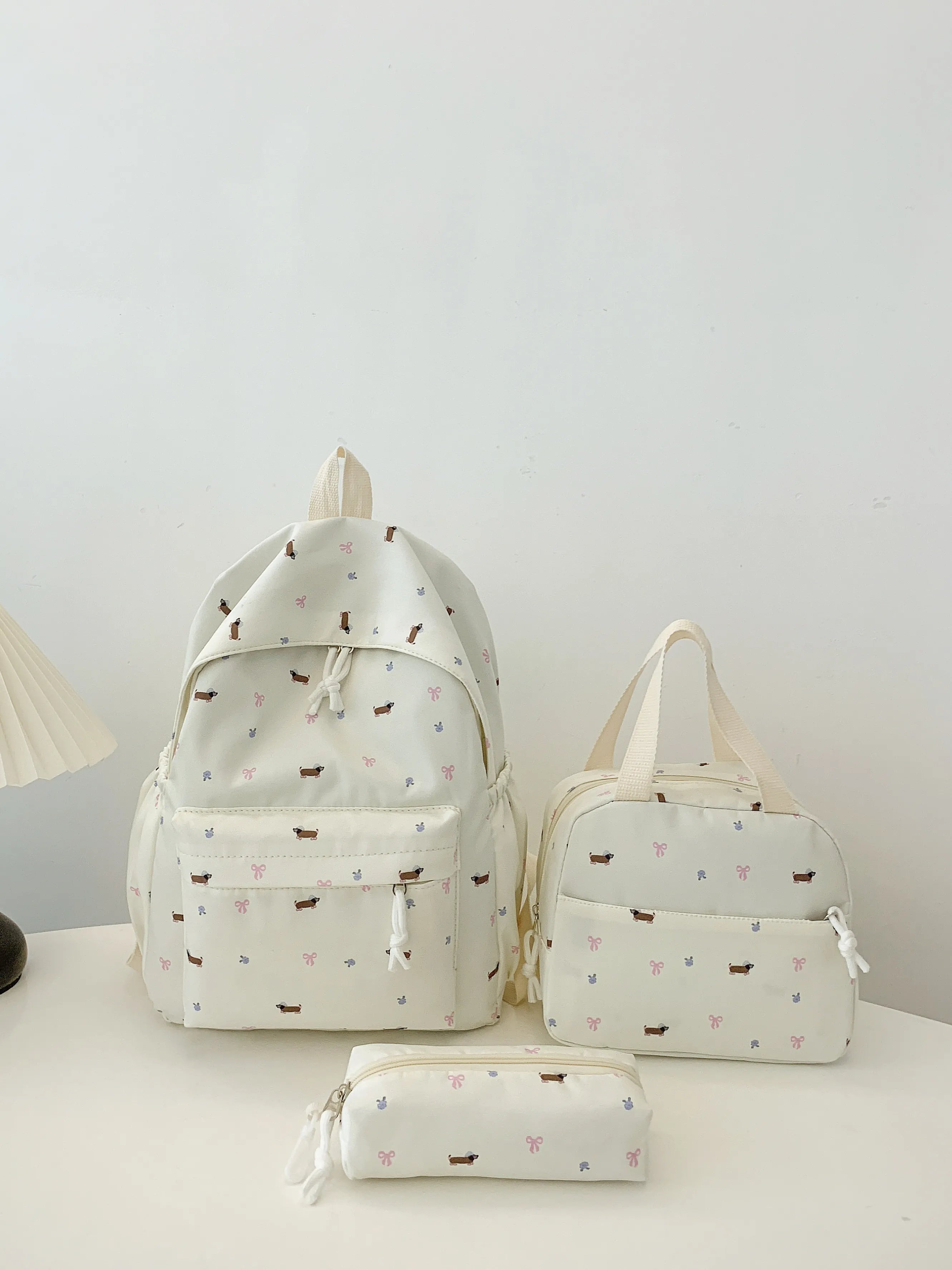 3-Piece Daisy Print Canvas Bag Set Beige onesize OutfitFlow
