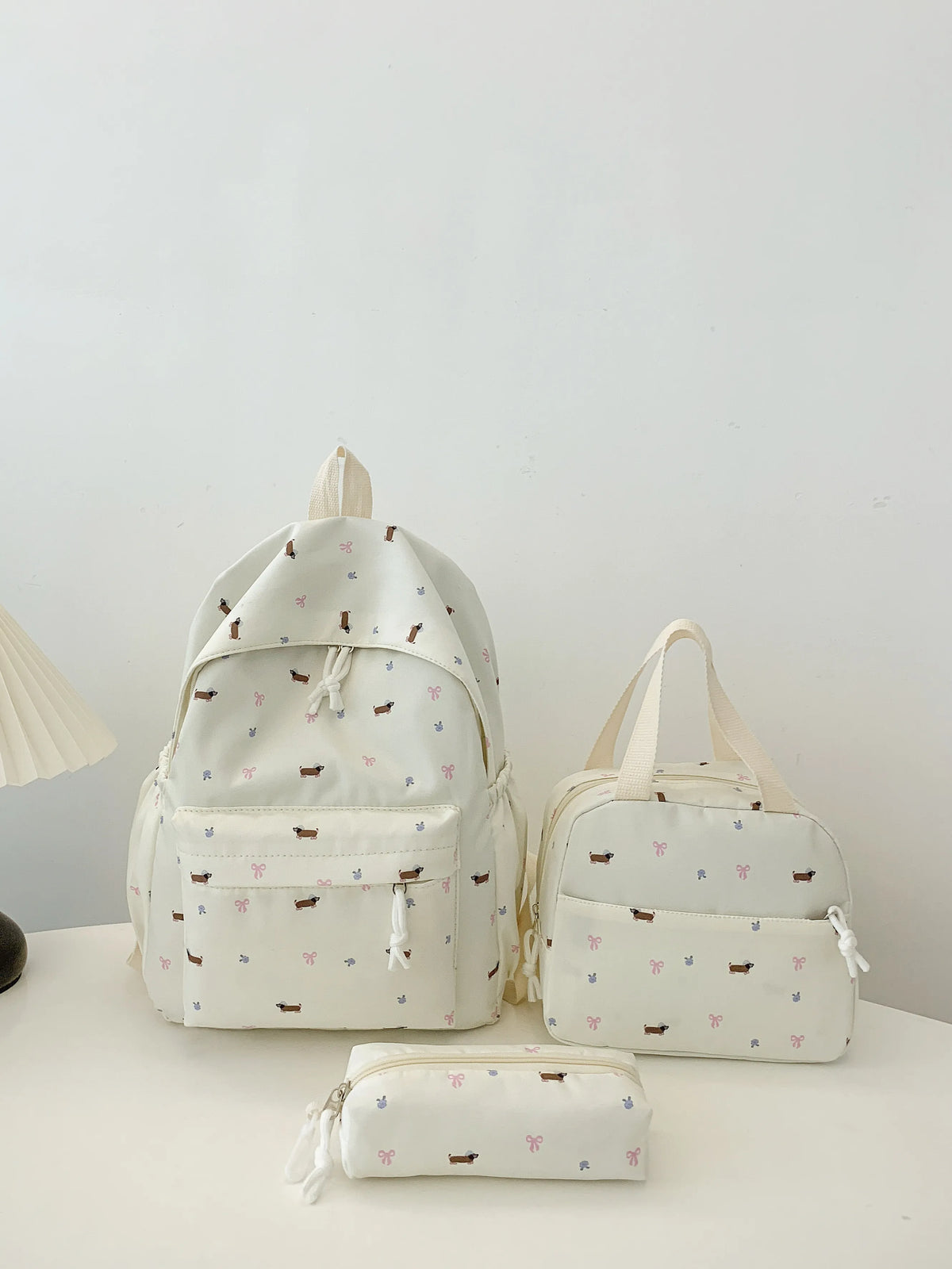 3-Piece Daisy Print Canvas Bag Set Beige onesize OutfitFlow