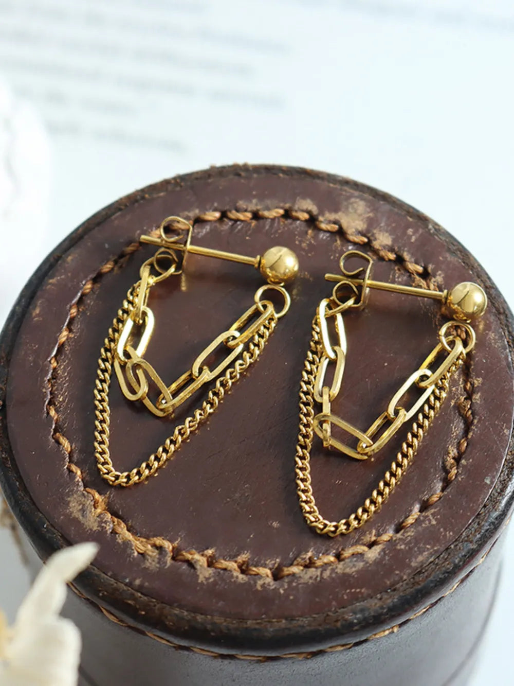 Titanium Steel Double Chain Earrings OutfitFlow