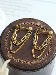 Titanium Steel Double Chain Earrings OutfitFlow