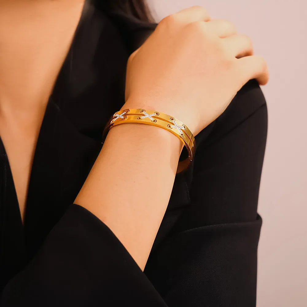 18K Gold-Plated Czech Diamond Bracelet OutfitFlow