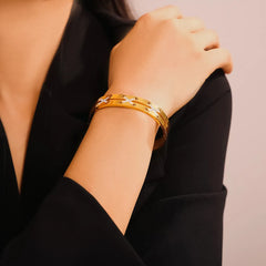 18K Gold-Plated Czech Diamond Bracelet OutfitFlow