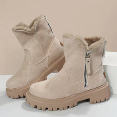 Side Zipper Fuzzy Boots Trendsi