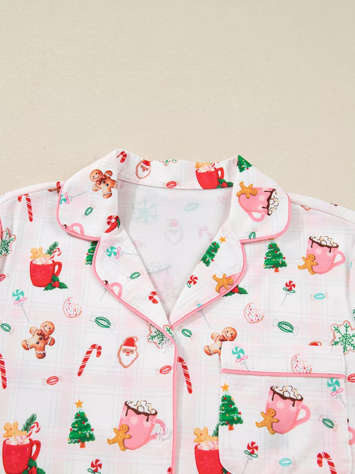 Christmas Spirit Cute Holiday Print Short Sleeve Shirt and Pants 2pcs Pajama Set OutfitFlow