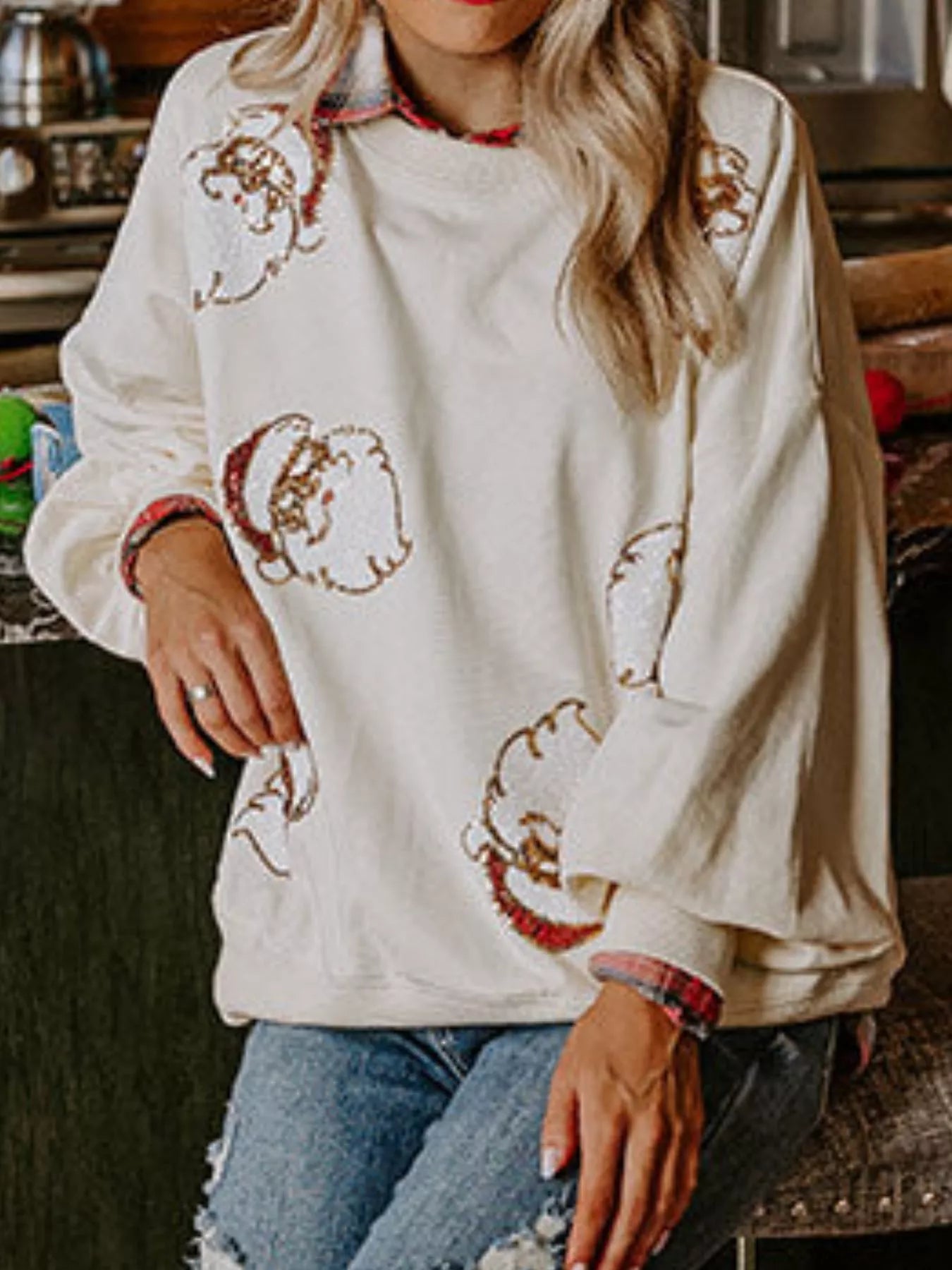 Christmas Santa Long Sleeve Sweatshirt OutfitFlow