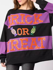 Halloween Trick Or Treat Sequin Sweatshirt OutfitFlow