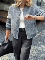 Snap Down Dropped Shoulder Jacket Gray OutfitFlow