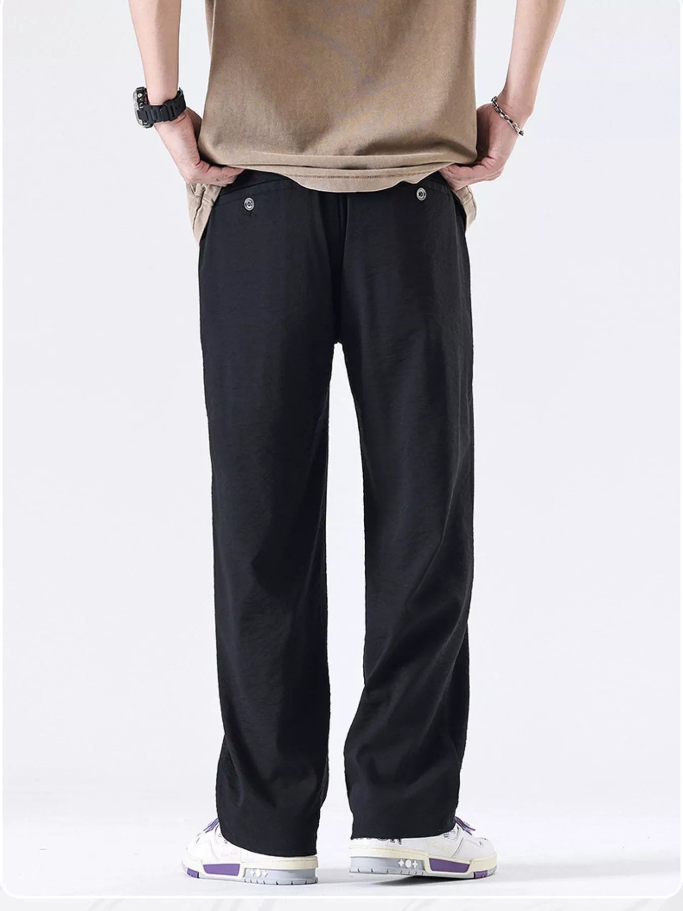 Men's Full Size Relaxed Fit Wide Leg Casual Pants Plus Size OutfitFlow