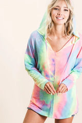 BiBi Tie Dye Terry Long Sleeve Hoodie OutfitFlow