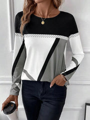 Color Block Long Sleeve T-Shirt OutfitFlow
