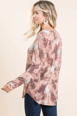 Tie Dye French Terry V-neck Top OutfitFlow