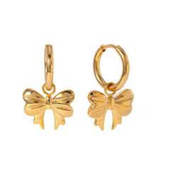 18K Gold-Plated Stainless Steel Bow Earrings OutfitFlow