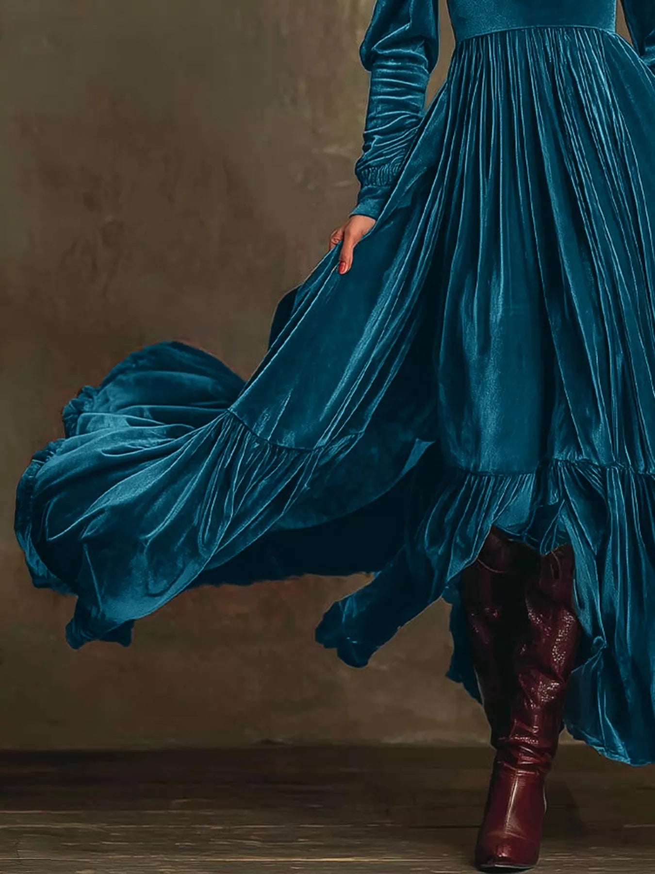 Velvet Deep V-Neck Maxi Dress OutfitFlow