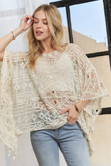 ADORA Boat Neck Crochet Lace Cover Up OutfitFlow